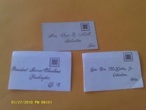 RARE 1893 CLEVELAND PRESIDENTIAL DINNER CARD ROGER Q. MILLS GALVESTON TEXAS TX