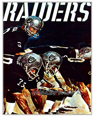 Vintage NFL Oakland Raiders ART Poster REPRINT Color 8 X 10 Photo Picture Cover