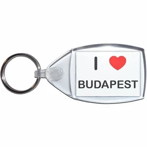 Budapest I Love Heart Clear Plastic Key Ring (S, M or L) - Foto 1 di 8