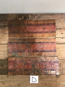 3 Fogli Rame 12" X 4 3/8" Patina Verdigris Colori Piegato ammaccato Rugoso (D) - Foto 1 di 7