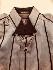 Tuxedo Shirt, by The Tailored Man (S.F.) Gray/Blk Stripe, Size  38/15 - Picture 1 of 7
