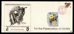 DR WHO 1993 IMPERF NATIVE SPECIES STAMP BUTTERFLY $9.50 FDC DEP FISH/GAM m07518 - Foto 1 di 2
