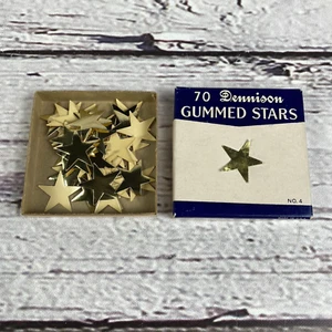 Dennison Gummed Stars Vintage Foil Gold 0.75 inch stickers - Picture 1 of 3