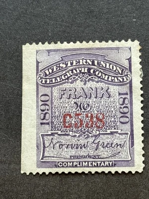 55694 USA Stamp US Sc# 16T20 1890 Revenue Telegraph Western Union MHRNG SP* - Image 1 of 2
