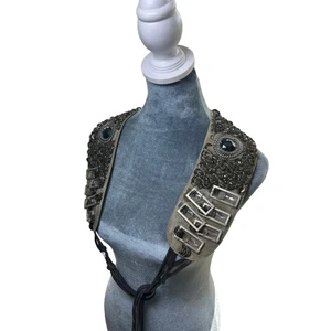 Vintage Leder Metall Akzente Designer Chan Luu - braun - Quaste Krawatten Medium - gebraucht - Bild 1 von 11