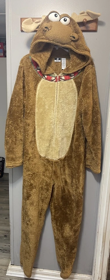 DISFRAZ NAVIDAD FELPA 1 PIEZA RENO ALCE CREMALLERA FRONTAL ADULTO TALLA L Foto 1 de 3