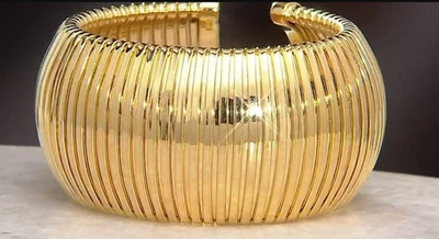 Brazalete de tubogas abovedado de bronce audaz de Bronzo Italia dorado nuevo en caja Foto 1 de 2