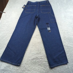 Vintage Nautica Jeans Boys 20 (30W) Blue Dark Indigo Raw Baggy Carpenter Hammer - Picture 1 of 20