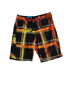 Volcom Size 31- 4-way Stretch Surf Swim Board Shorts Trunks Black Orange - Picture 1 of 10