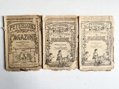 3 Issues 1886-87 PETERSON'S Ladies National Magazine- Patterns, Fashion, Ads - Image 1 of 4