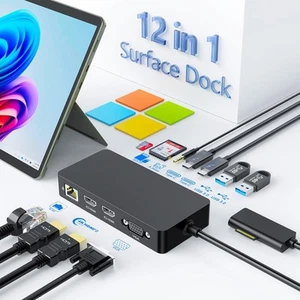 Dockingstation für Microsoft Surface mit Triple Display (2 HDMI 4K + VGA), 12-in-1 Dock BLK - Bild 1 von 9
