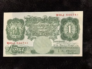 1955-60 BANK OF ENGLAND UK GREAT BRITAIN £1 POUND BANKNOTE - SIG O'BRIEN - Picture 1 of 2