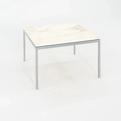 1960s Florence Knoll Square Marble Coffee / Side / End Table with Steel Frame - Image 1 of 4