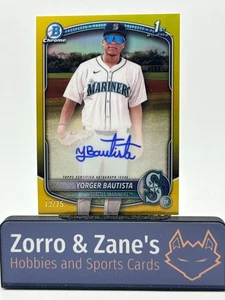 Yorger Bautista 2025 Bowman Chrome 1st Bowman Auto #CPA-YB Yellow Refractor /75 - Picture 1 of 4