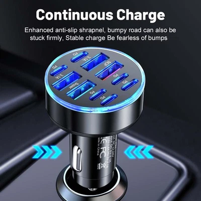 10 Ports USB C Car Phone Charger with PD Technology for Rapid Power Delivery - Image 1 of 4