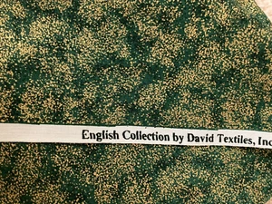 David Textiles Fabric Green Gold Metallic 1 Yard x 44 wide English Collection - Picture 1 of 3