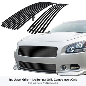 Fits 2009-2014 Nissan Maxima 304 Stainless Steel Black Billet Grille Combo - Bild 1 von 7
