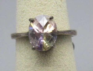 Sterling Silver Size 8 Ring With Rainbow Stone Free Shipping - Picture 1 of 2