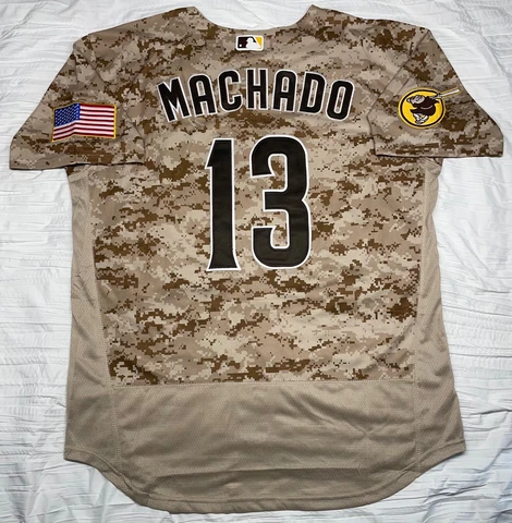 PADRES JERSEY #13 MANNY MACHADO SIZE M-3XL STITCHED SAN DIEGO CAMO BROWN Cover