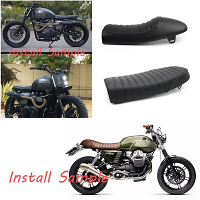 Black Saddle Cafe Racer Vintage Seat Cushion For Honda CB CL Suzuki GS Yamaha XJ - Image 1 of 4