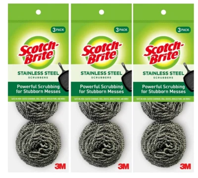 Сверхпрочные чистящие прокладки для кастрюль и сковородок Scotch-Brite 3 штуки 3 упаковки - Изображение 1 из 4