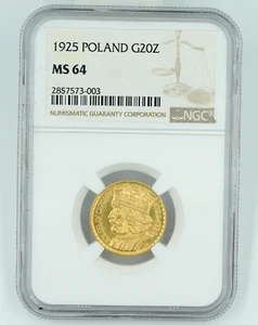 1925 NGC MS64 Poland Gold 20 Zlotych - Picture 1 of 2