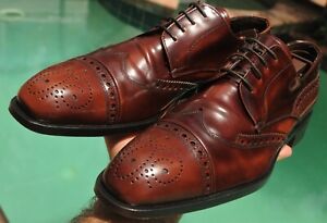  PRADA Man's Burnished brown Leather tooled Oxford Shoes Brand Size 7.5 D UK 