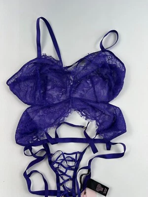 Victoria's Secret  Lace Teddy V String Bodysuit Purple XL NWT - Image 1 of 4