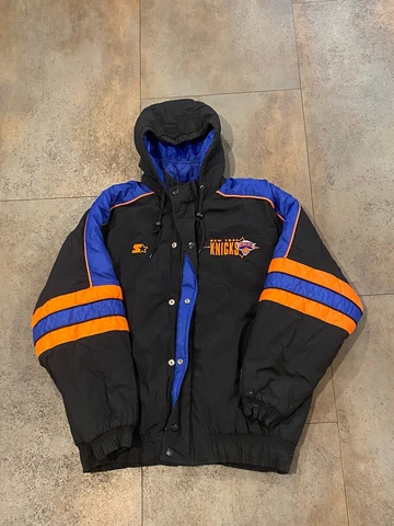 Used Starter New York Knicks Zip Up Jacket Size L Black NBA Basketball Rare VTG Cover