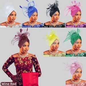Big Flower Mesh Turban Cap Muslim Fashion Simple Wrap Hat Africa Auto Gele Cap - Bild 1 von 36