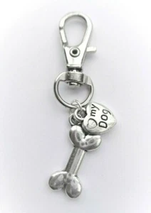 'LOVE MY DOG' CLIP ON BAG CHARM / KEYRING / DOG COLLAR CHARM - PET GIFT - Picture 1 of 4