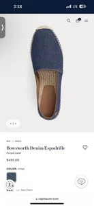 400$ Ralph Lauren Purple Label Bowsworth Espadrilles sz 7.5 US - Picture 1 of 4