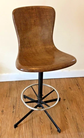 Vintage Bar Stool Draftsman Chair Fiberglass Shell Mid Century Modern Eames Era Cover