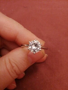 2 Ct cubic zirconia Ring White Gold plated on silver 925 size UK P and US 7.5 - Picture 1 of 4