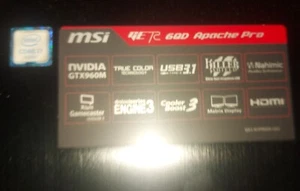 MSI Gaming GE72 6QD APACHE PRO 17.3" 6ª generación i7 - Imagen 1 de 4