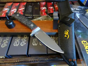 8 1/4" BROWNING DEVILS DUE FIXED BLADE KNIFE 7CR17MOV S.S. TITANIUM FINISH MARBL - Picture 1 of 12