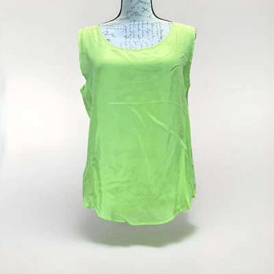De Colección Ellen Ashley 100% Seda Iluminador Amarillo Cuello Redondo Sin Mangas Tanque Talla M Foto 1 de 4