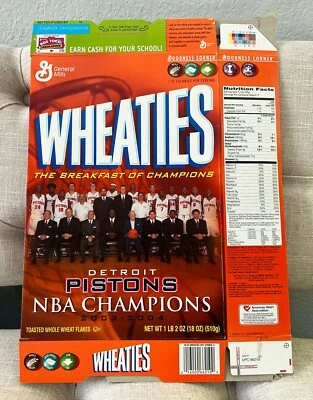 Detrot Pistons BAD BOYS WHEATIES Flat Cereal Box 2003/04 NBA Rodman Laimbeer NBA - Image 1 of 2