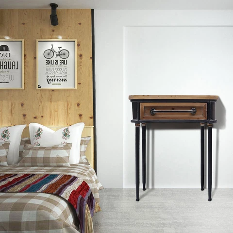 Nightstand with Drawers Solid Wood End Table Sofa Side Table end Table Brown Cover