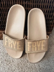 Frye Lola Perf Sandals Slides Beige Womens SIZE 8M - Picture 1 of 9