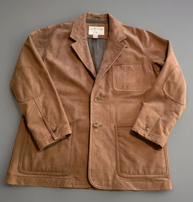 Abrigo deportivo de cuero Orvis de colección chaqueta de safari de caza M RN70534 varios compartimentos Foto 1 de 4
