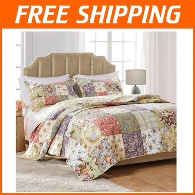 Juego de edredón reversible de gran tamaño - Blooming Prairie Floral Twin/XL algodón cómodo Foto 1 de 4