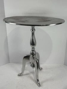 Mid Century Modern Aluminium Silber Metall Rund Nachttisch Tisch Weintisch - Bild 1 von 7