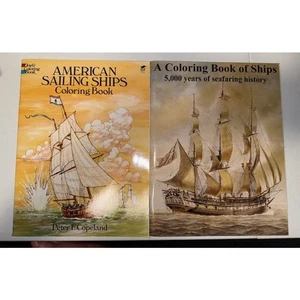 (Set of 2) 1987America Sailing Ships Coloring Book & 2000 Coloring Book of Ships - Picture 1 of 10