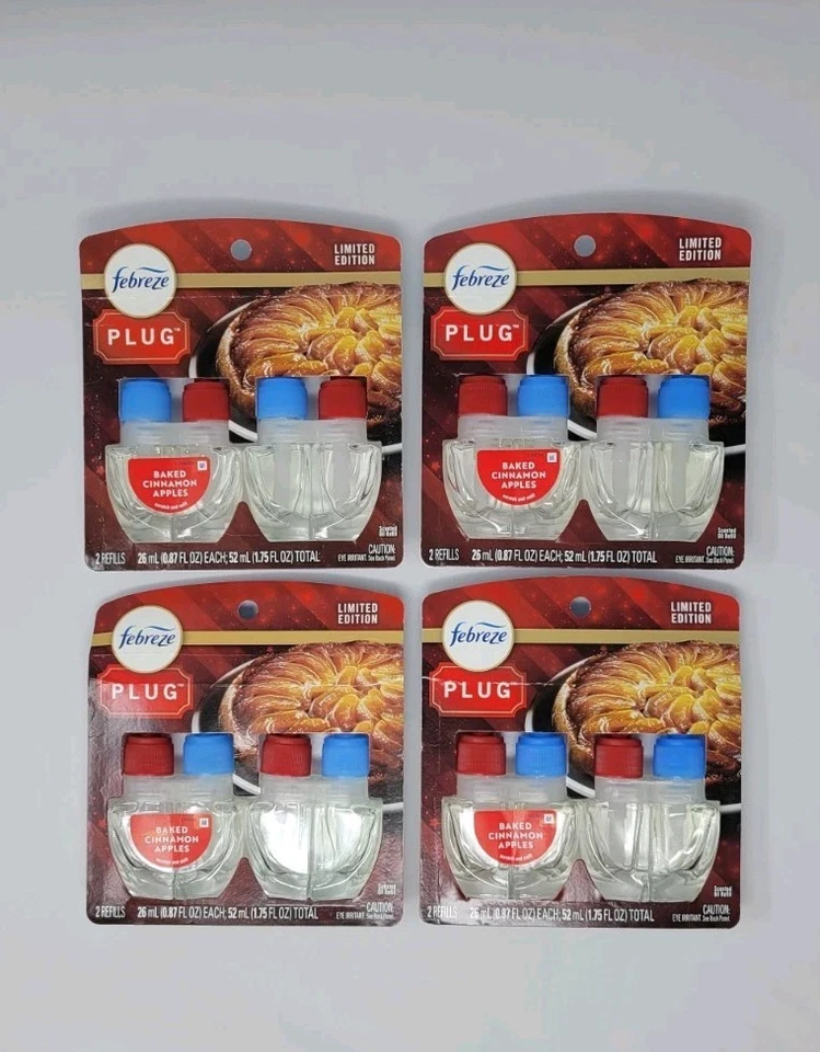 3 Packs Febreze Plug Refill Total 6 Oil Limited Edition Baked Cinnamon Apples