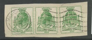 GB 1929 PUC PERFIN FIRST DAY of Issue...1/2d x 3 PIECE MANCHESTER...DBM - Picture 1 of 1