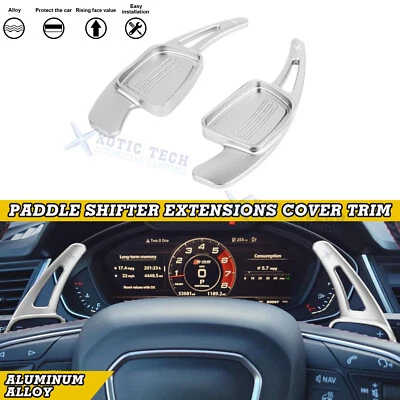 Silver Aluminum Paddle Shifter Extension Kit For Audi A3 A4 A5 S3 Q5 TT SQ5 SQ7 - Image 1 of 4