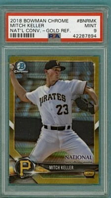 2018 Bowman Chrome Mitch Keller National Convention Gold Ref /50 #BNRMK PSA 9! - Image 1 of 2
