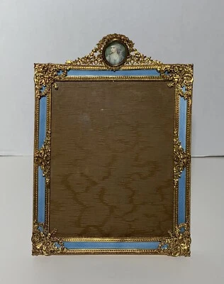 Antique AUSTRIAN BRONZE ORMOLU GUILLOCHE ENAMEL ENAMELED PICTURE FRAME 12” - Image 1 of 4