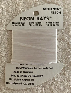 Rainbow Gallery Neon Rays Needlepoint Ribbon Rayon 1 Card 10 yards N02 White - Picture 1 of 6